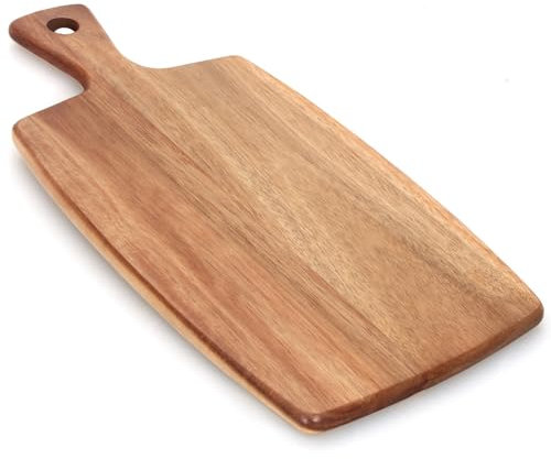 Planche à découper en bois d'acacia avec poignée - Petites planches à charcuterie décoratives - Planche à découper en bois pour la cuisine, le pain, le fromage, le boucher, le service