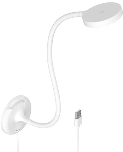 ENUOTEK LED Wand Leselampe Dimmbar Touch Weiß mit USB für Schlafzimmer, Nachttisch Lampe Schwanenhals, 100%-70%-35%-15% Dimmbare Beleuchtung, 5000K- 4000K- 3000K Lichtfarben Einstellbar