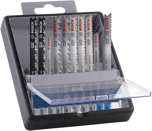 Bosch 10x PRO Wood and Metal Stichsägeblatt-Set (für Stahlbleche, Hartholz, Länge 100 mm, Professional Zubehör Stichsäge)