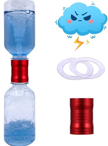 Tornado Maker - Jouet météo - Tube de connexion en aluminium ultra léger - Avec 2 bouteilles vides - Jouet tornade étanche - Convient pour les expériences scientifiques des enfants (rouge)