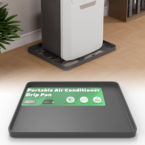 Memrita Portable Air Conditioner Drip Pan with Raised Edge, 23.6'' x 19.7'' x 0.75'' Non-Slip AC Drip Pan for 5,000 to 14,000 BTU Portable AC Unit,Catch & Prevent Condensate Leakage,Protect The Floor