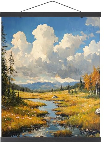 PATIKIL 1 Set Magnetic Poster Hanger Frame 24 Inch Wooden Magnet Picture Hangers Frames Wide Hanging Kit for Photos, Pictures, Artwork, Maps, Black