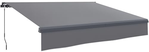Outsunny Tenda manuale retrattile, 3 x 2 m, tenda da sole per esterni, terrazza arrotolabile, regolabile, con manovella protezione UV50+ struttura in alluminio e metallo, per balcone giardino grigio