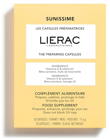 Lierac - Sunissime - Les Capsules Préparatrices Solaire Peau & Yeux 30 capsules - Complément Alimentaire - Prépare - Protège - Sublime - Antioxydant - Éclat du teint