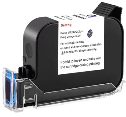 Eurannit Cartucho de tinta de secado rápido de 12,7 mm W6900K para impresora de inyección de tinta de mano de 12,7 mm E55/E15/E98/E11/E12/E16, negro