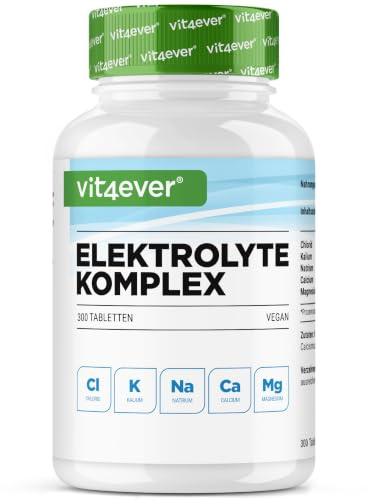 vit4ever Comprimés d’Électrolytes - 300 Pièces - Adaptés au Régime Keto | avec Magnésium, Potassium, Calcium, Sodium & Chlorure - Magnésium pour Équilibre Électrolytique & Fonction Musculaire Normale