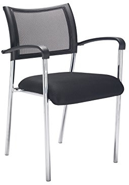 Office Hippo Heavy Duty Meeting Chair, Versatile & Robust Stackable Office Chair, Desk Chair With Chrome Frame, Breathable Mesh Back & Padded Seat, Hard Wearing - Arm Chair, Black/Chrome