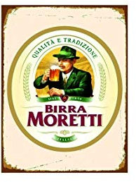 BigBazza Novelty Retro Vintage Wall tin Plaque 20x15cm - Ideal for Pub shed Bar Office Man Cave Home Bedroom Dining Room Kitchen Gift - Moretti Birra Beer Lager - Decorative Sign