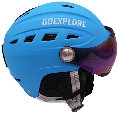 Sport Tent Kinder Skihelm Visier Erwachsene Snowboardhelme Visor Ski Schnee Snowboard Skate Helm Mit Abnehmbaren Polarisationsbrillen (S(52-56 cm/20,47-22,05 Zoll), Blau)