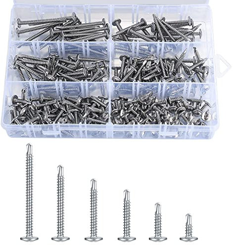 210 Stk. M4.2 selbstschneidende Schrauben, selbstbohrende Kreuzschlitzschrauben, Holzschrauben mit selbstbohrenden Spitzen, Rundkopfschrauben Edelstahl - 13mm/19mm/25mm/32mm/38mm/50mm