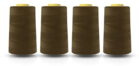 Realm Filo in poliestere per macchina da cucire, per overlock, 5000 metri, bianco, nero, naturale, blu navy, rosso, grigio (cachi chiaro)