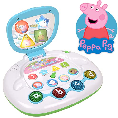HH POLAND Peppa Pig Wutz Laptop Computer Lernspielzeug Interaktiv polnischsprachig für Kinder ab 3 Jahre Lernlaptop Lerncomputer mit Spiegel