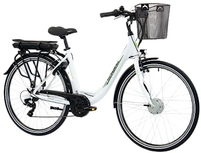 F.lli Schiano E-Moon, Bicicleta Electrica de Ciudad, 28, Batería 36V 13Ah Extraíble, Motor 250W 40Nm, Bici Electrica Urbana, Unisex Adulto, Blanco
