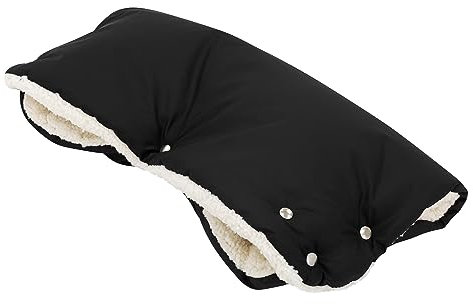 Joyz Kinderwagen Handwärmer, Schwarz, Kinderwagenmuff mit Warm Flanell Innenseite, Muff Atmungsaktiv Wasserdicht Winddicht, Handmuff Handschuhe Universalgröße für Kinderwagen & Buggy, Schutz der Hände