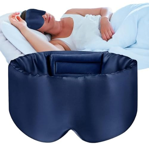 MUNSKT Sleep Mask, 100% Natural Mulberry Silk Eye Mask for Women and Men with Adjustable Strap, Eye Mask for Sleeping,Large in Size, Blindfold for All Night Sleep