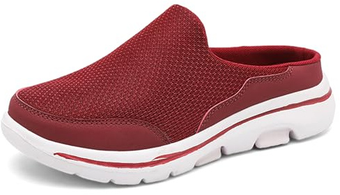 SMajong Sabots Femmes Hommes Mules Respirant Chaussures de Jardin Pantoufle de Maison Souple Confort Chaussons Intérieur Extérieur C Vin Rouge Taille:37 EU