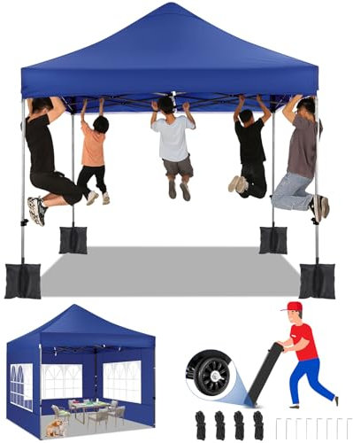 COBIZI Faltpavillon 3x3 Pavillon 3x3 Wasserdicht Stabil Winterfest 2.0, Outdoor Faltbar Gartenpavillon Pavillion UV Schutz 3 Höhenverstellbar, Partyzelt mit 4 Seitenteilen und 4 Sandsack Dunkelblau