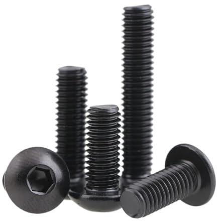 YUANYAO M5 M5*20 M5x20 M5*25 M5x25 M5*30 M5x30 Schwarz 304 Edelstahl SS DIN7380 Schraube Sechskant Innensechskant Pan Runde Halbrundschraube(Size:10Pcs M5x25)