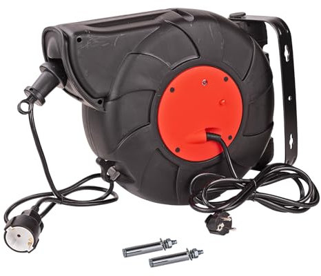 Kestek Wand Kabeltrommel mit Automatik, 20m H05VV-F 3G1,5mm² - Kabelrolle, Kabelbox für sicheren Einsatz, praktische Aufbewahrung und automatisches Aufwickeln