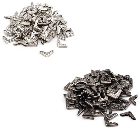 KLEHOPE Buchecken, 200 Stück Buchecken Metall, Book Corner Protector, Buchecken Schutz zur Dekoration, für Bücher, Notizbücher, Lesezeichen und Sammelalben(weiß, schwarz)