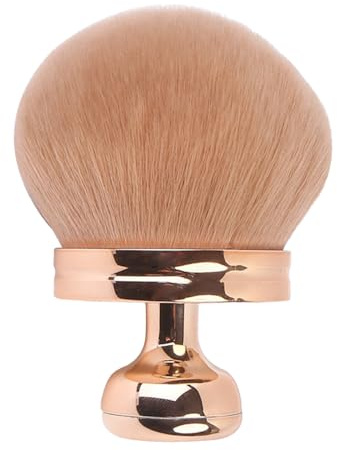 Luxury Kabuki Makeup Brush, Rose Gold Handle, 8.8 cm Wide Soft Bristles for Foundation and Body Makeup (Rose Gold)