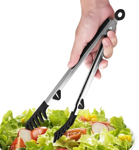 Tenacillas De Cocina Para Espaguetis - Pinzas Sirveespaguetis de Silicona - Utensilio De 30 Cm Con Mango De Acero Inoxidable Para Cocina Parrilla Buffet Camping Barbacoa Restaurante