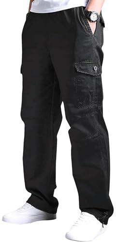 DUOLUVA Pantalon Cargo Homme Pantalon Travail Homme Pant Men's De Travail Extensible Noir S