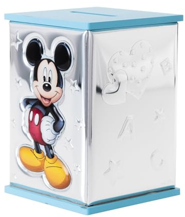 Valenti & Co – Disney Baby – Topolino - Salvadanaio Bambini in Argento Colorato, Idea Regalo Bambino