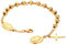 Flongo Rosenkranz Herren Armband Damen Armkette Kette, Edelstahl Kugelkette Armreif Gold Golden Jungfrau Maria Heilige Maria Mutter Gottes mit Kreuz Medallion Anhänger