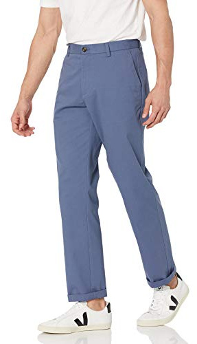 Amazon Essentials herr Classic-Fit skrynkelbeständig Chino-byxa med platt framsida (finns i stora och långa), indigo, 36 B x 34 L