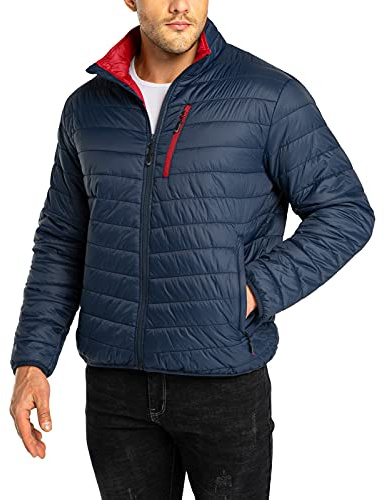 33,000ft Men's Lightweight Packable Insulated Puffer Winter Jacket, Water-Resistant Warm Quilted Down Alternative Puffy Coat