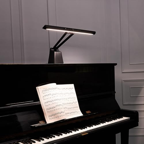 AETEE Professional LED Piano Lamps - Eye-Care, 5 Levels Color Temperatures, 5 Levels Dimming, Memory Function, Steady Base, 14W, Black