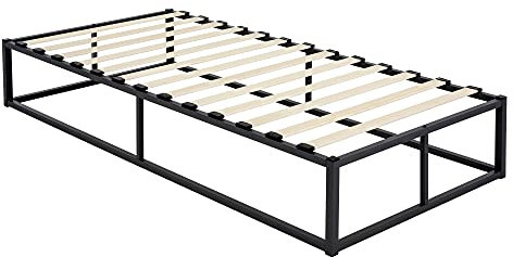 ML-Design Metallbett 90x200 cm auf Stahlrahmen mit Lattenrost, Schwarz, Bettgestell aus Metall, robust, Einzelbett, Bett für Schlafzimmer der Kinder, Jugendliche, Erwachsene, Jugendbett Gästebett