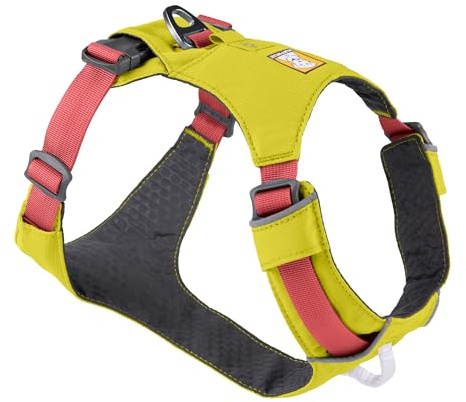 RUFFWEAR Hi & Light Dog Harness, No Pull Harness for Dogs Small, Medium Large & XL. Fully Adjustable Lightweight Harnesses with Aluminium Lead Attachment Portal & ID Bag, Lichen Green (M, 69-81cm)