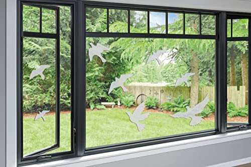 HWI Fensteraufkleber mit Vogel-Motiv, UV-reflektierende Fensteraufkleber verhindern Vogelschläge und schützen Glastür, Durchsichtig