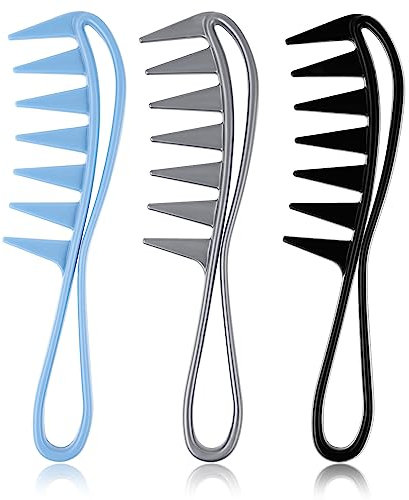 Cobee Lot de 3 grands peignes à dents larges pour cheveux bouclés, épais et ondulés - Peigne à cheveux démêlant - Peigne de douche - Outil de coiffure pour salon de coiffure, femme et homme