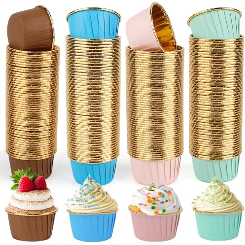 Caissettes Cupcake, Teklemon 200 Pièces Moules de Cuisson en Papier d'aluminium, Imperméable et Résistant à l'huile Caissettes Muffins en Papier Pour Mariage, Anniversaire Fête