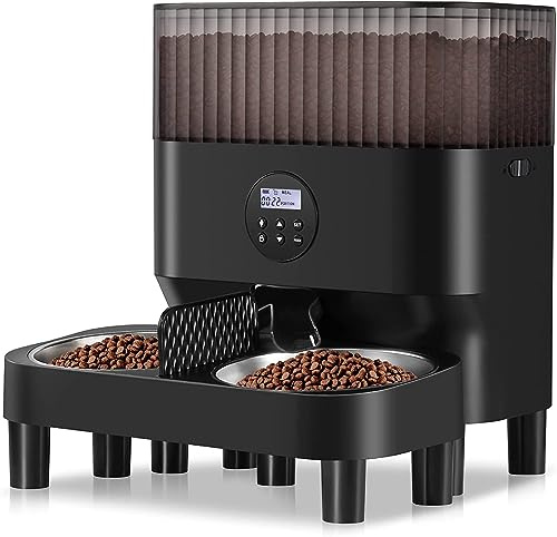 Sailvono alimentador Temporizador para Gatos 20 porciones, grabadora de Voz, comederos de Mascotas de 5 litros para Gatos y Perros-Negro