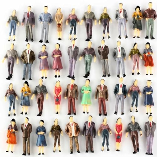 Gbtdoface Lot de 130 figurines miniatures, modèle de train, passagers, échelle 1:48, figurines peintes personnes, passagers, différentes poses de personnes