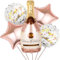 5 Stück Champagne Folienballon, XXL Weinflasche ballons, Riesen Rosegold Sektflasche Helium Ballons, Rosa Stern Dekorative Folie Luftballons für Jubiläum Geburtstag Urlaub Hochzeit Bierthema Party
