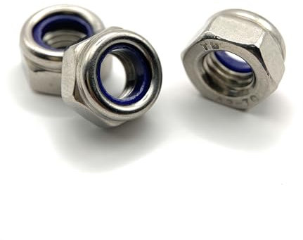 Tuerca Nylstop M8 inafloble de acero inoxidable (Ø 8 mm/8 mm) | Tuercas autobloqueantes hexagonales autofrenadas DIN 985 Inoxidable A2/070 V2A con anillo de nailon de bloqueo: lote de 10 piezas –