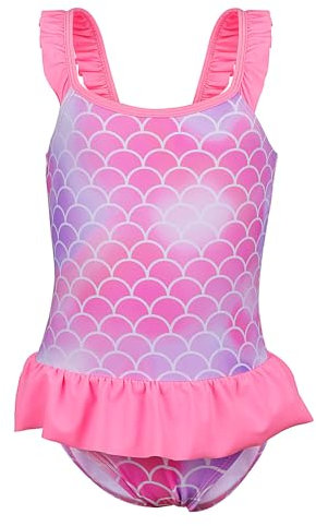 TIZAX Badeanzug für Mädchen Einteiliger Schwimmanzug Kleinkind Niedliche Rüschen Bademode Schnell trocknende Sommerferien Bikini für Kinder Schuppen 5 Jahre 110