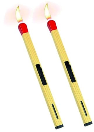 Confezione da 2 Match Stick, Accendino Butano Ricaricabile Antivento con Fiamma Regolabile, Fiamma Candela a Forma di Fiammifero, Regalo di Compleanno per Uomini