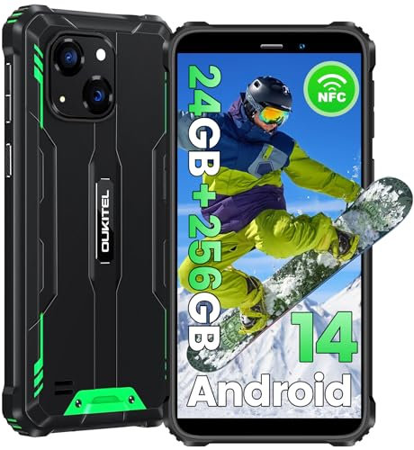 OUKITEL WP32 Pro Movil Irrompible 24GB+256GB/1TB Movil Resistente Android 14, 6.0 HD+ Móvil Rugerizado, 6300mAh Batería Teléfono Movil, Cámara 20MP+5MP, NFC/Face ID/GPS/OTG/4G Dual SIM/95dB Altavoz