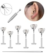Uni-J Flat Back Stud Earrings for Women Hypoallergenic Surgical Steel Internal Thread Tragus Helix Cartilage Conch Nose Monroe Labret Medusa Piercing Jewelry (18G Silver)