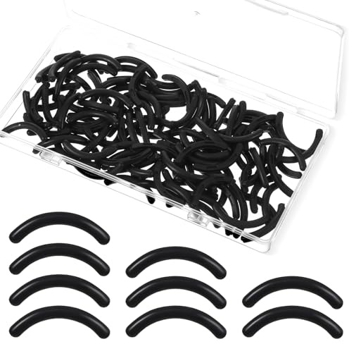 Classicseali Lot de 120 recourbe-cils universels en silicone avec boîte de rangement pour remplacer les recourbe-cils (3,3 cm, noir)