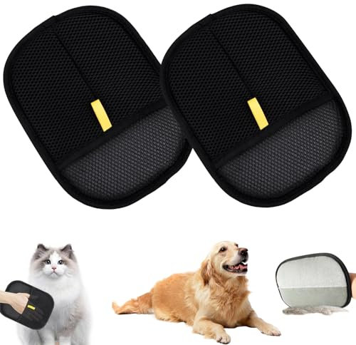 LYNBLY 2 Stück Doppelseitige Fellpflegehandschuh für Pets, Fellmagnet Handschuhe, Pet Hair Remover Glove, Fell Magnet Static Removal Gloves for Pet Hair, zum Waschen, Hair Removal, Fellpflege