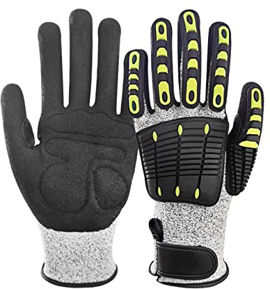 Guante de trabajo reductor antivibración, antiimpacto, a prueba de golpes, for perforar minas, carbón, lugar de trabajo, herramienta eléctrica antivibración, guantes de seguridad ,Agarre seguro(L)
