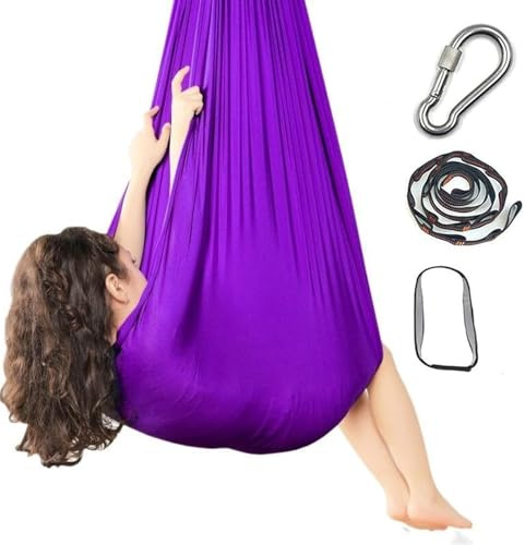 Balançoire sensorielle jusqu'à 300 LB Balançoire câline intérieure et extérieure(Purple)