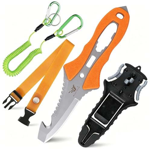 MILLION SOURCE Tauch-Outdoor-Rettungsmesser - Mit Sägezacken, Leuchtgriff, Schraubendreher, Seilenhacker & mehr - Ideal für Tauchen, Überleben & Notfälle